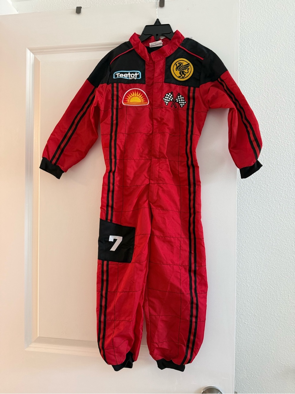 Kids Red Racing Suit Costume with Black Trim -